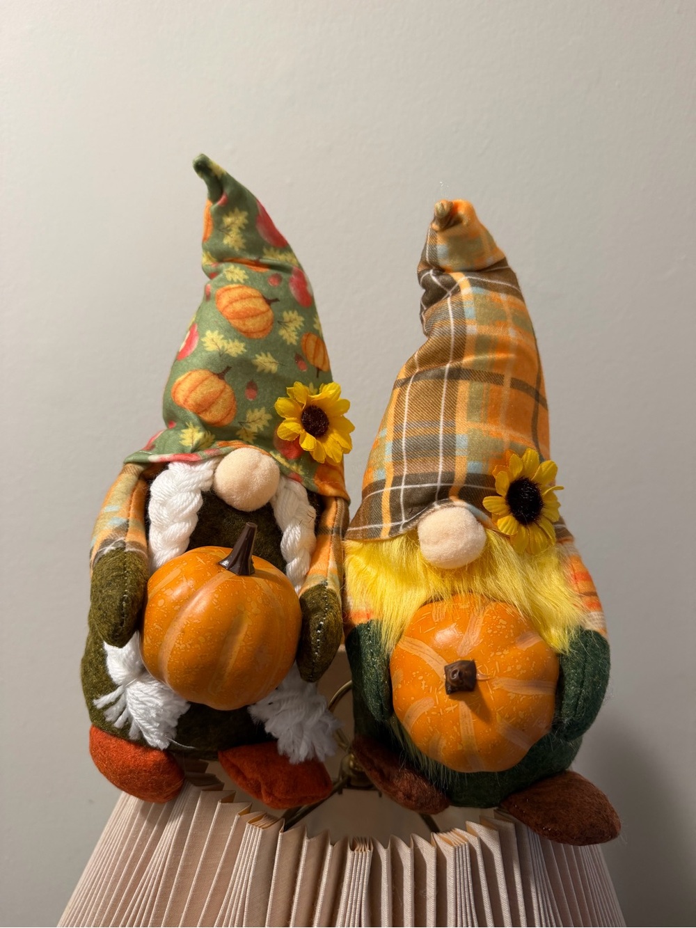 Fall Sunflower Gnome Duo in Orange and Green - Seasonal Home Accent